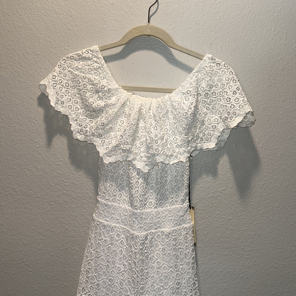 NIGHTCAP Free People *Diamond Lace Positano* white off shoulder jumpsuit XS - Picture 3 of 8